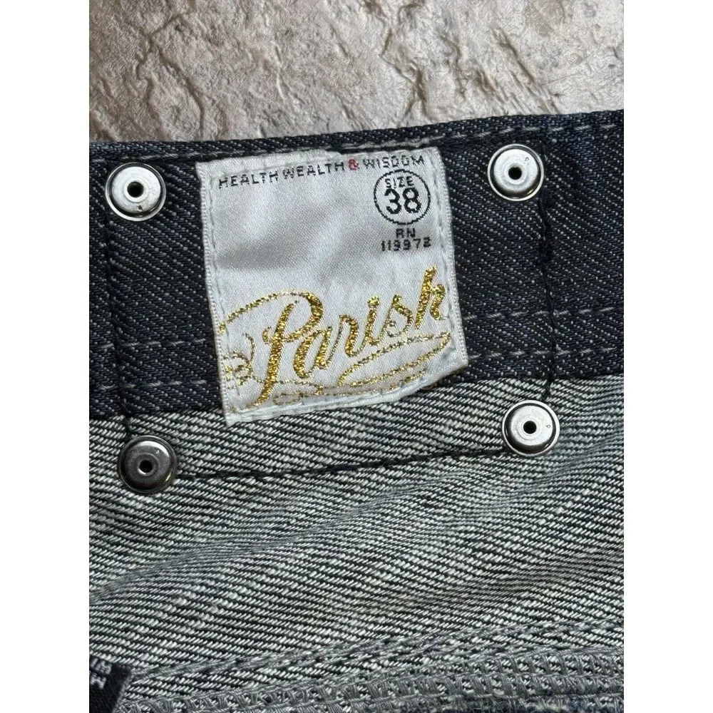 Vintage Y2K Parish Nation‎ Selvedge Baggy Loose Jeans Mens 38x32 Hip Hop 90s